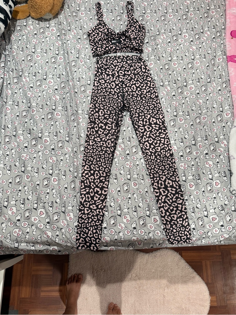 Beach Riot Pink Leopard Print High-Waist Leggings & Bra Set